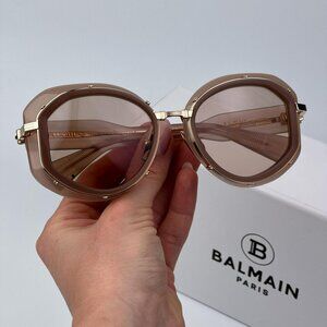 Balmain BRIGITTE BPS-129C-53 Women BRAND NEW Sunglasses Titanium Nude Gold Brown